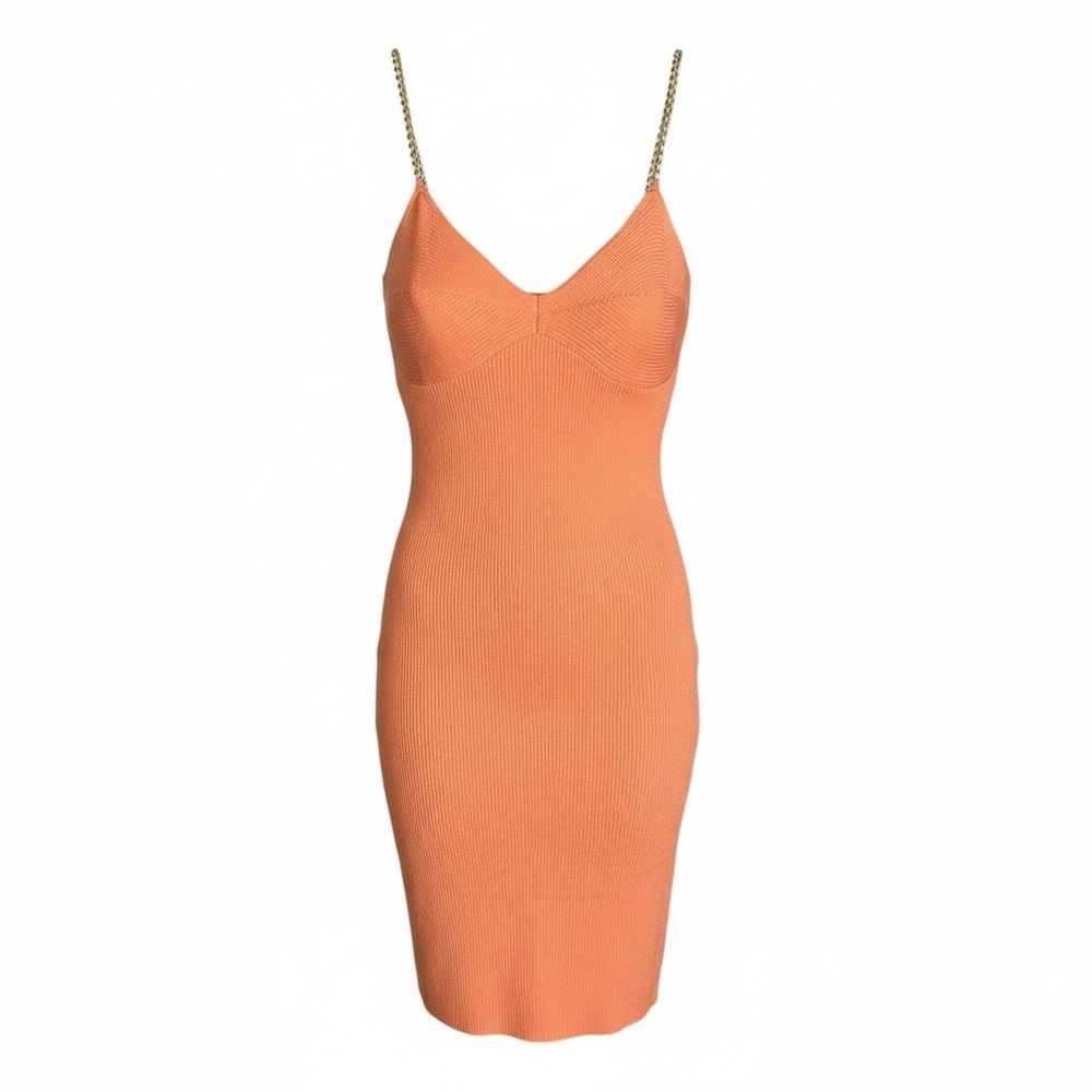 Almost Famous Coral Dress with Gold Chain Straps